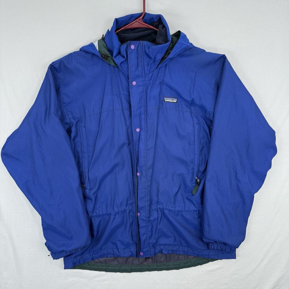 Patagonia Glade Runner Hooded Rain Jacket Cobalt Blue Men's Large Ripstop - Picture 1 of 11